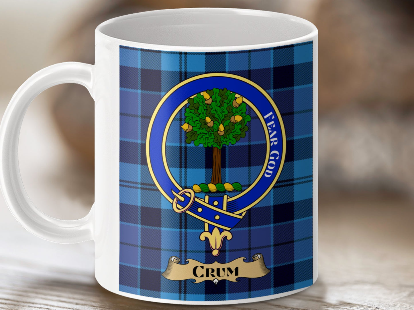 Clan Crum Scottish Clan Tartan with Crest Mug - Living Stone Gifts