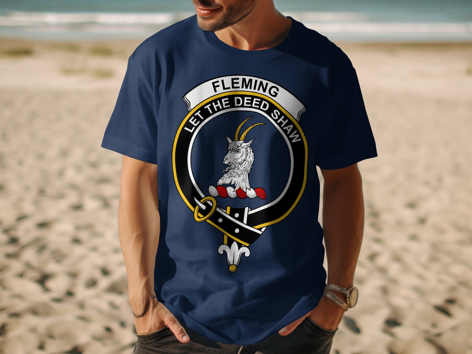 Fleming Scottish Clan Badge Crest Highland Games T-Shirt - Living Stone Gifts