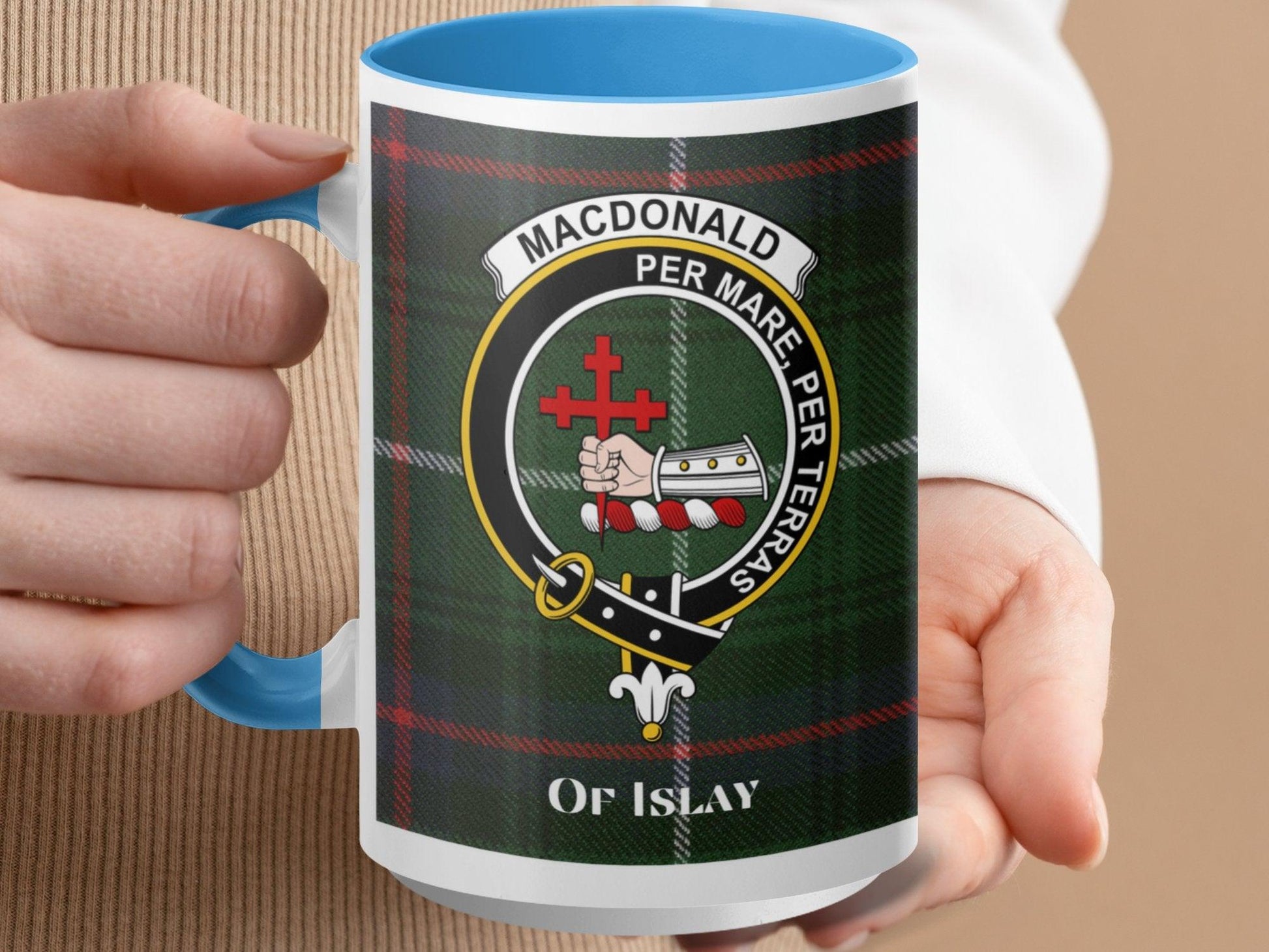 MacDonald Clan Crest Green Tartan Plaid Of Islay Mug - Living Stone Gifts