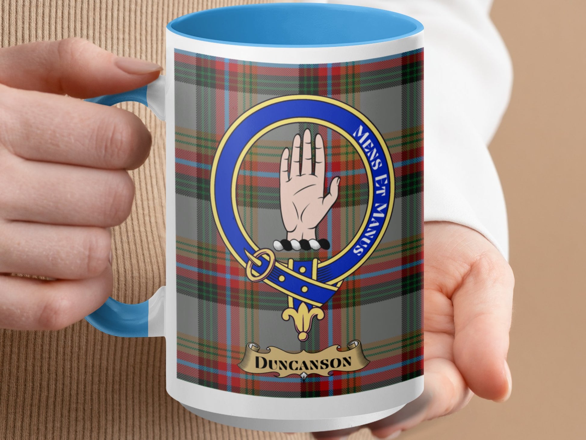 Clan Duncanson Scottish Tartan Crest Design Mug - Living Stone Gifts