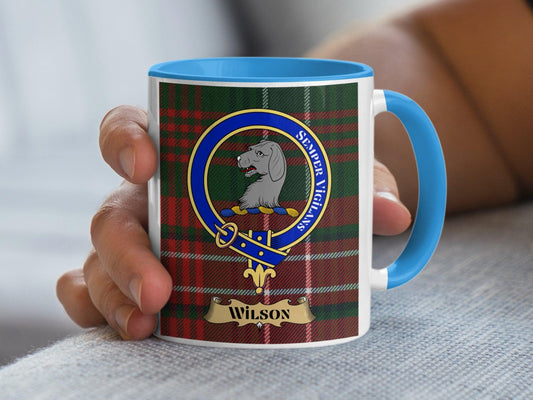 Wilson Scottish Clan Crest Tartan Design Ceramic Mug - Living Stone Gifts
