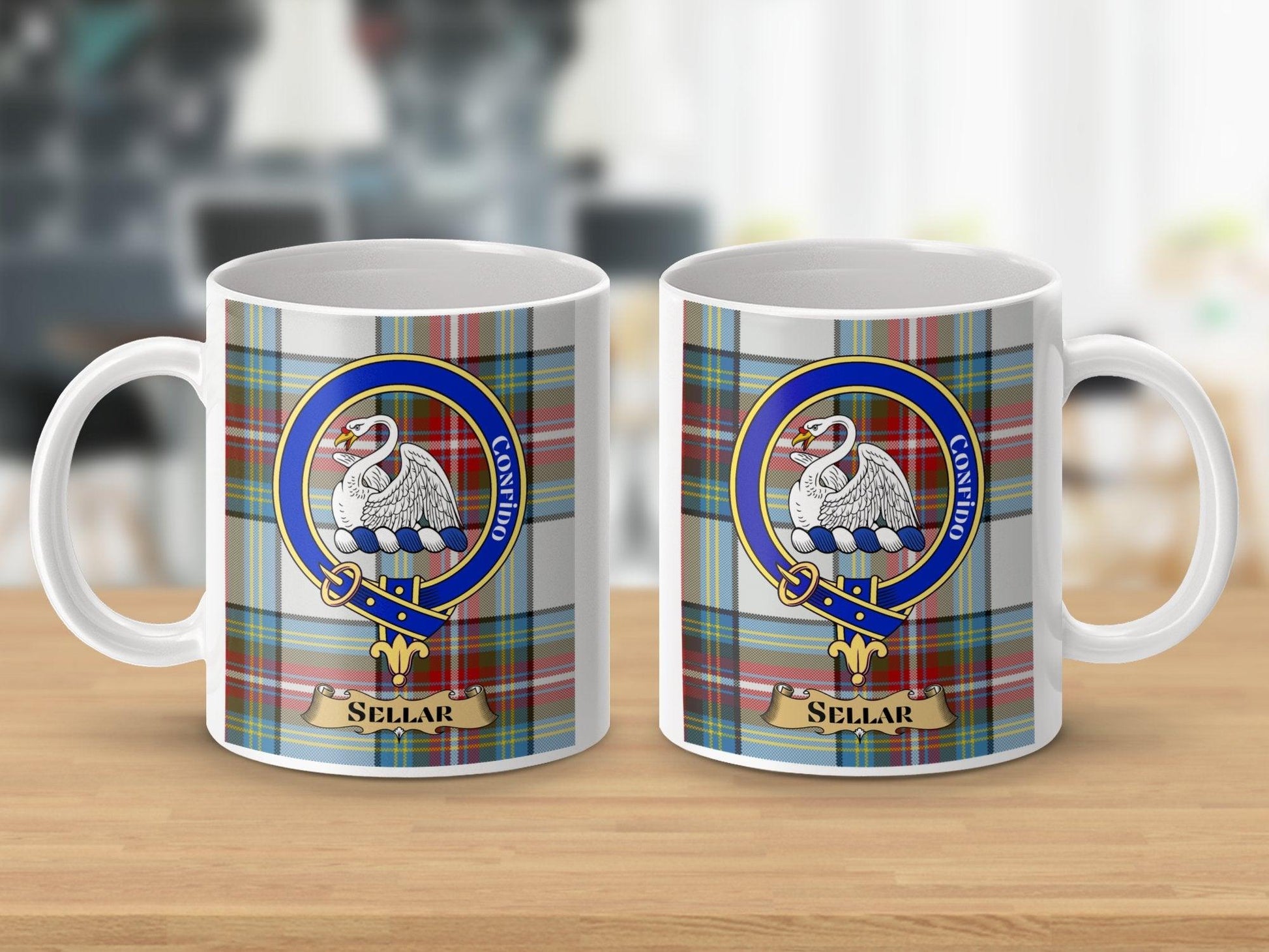 Sellar Clan Crest Scottish Tartan Design Coffee Mug - Living Stone Gifts