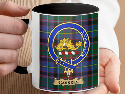 Clan Cassels Scottish Tartan Crest Family Name Mug - Living Stone Gifts