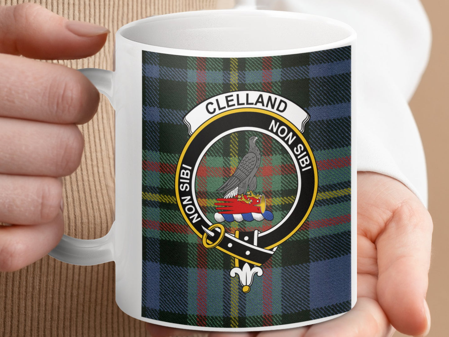 Clelland Scottish Clan Crest Plaid Design Mug - Living Stone Gifts
