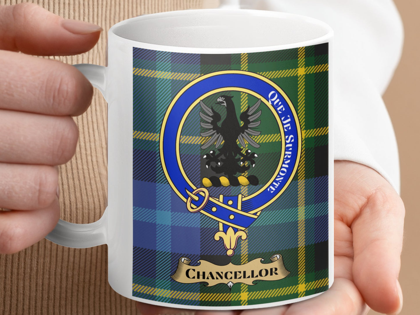 Chancellor Scottish Tartan Crest Plaid Pattern Mug - Living Stone Gifts