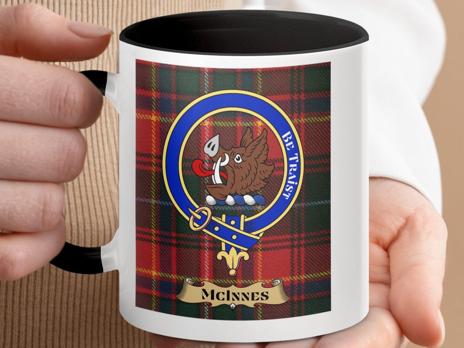 McInnes Clan Crest Scottish Tartan Plaid Design Mug - Living Stone Gifts