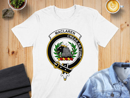 MacLaren Clan Crest Design Creag An Tuirc T-Shirt - Living Stone Gifts