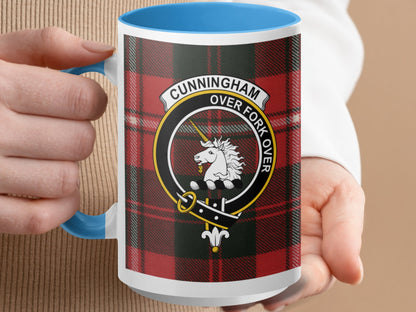 Clan Cunningham Scottish Tartan Crest Mug - Living Stone Gifts