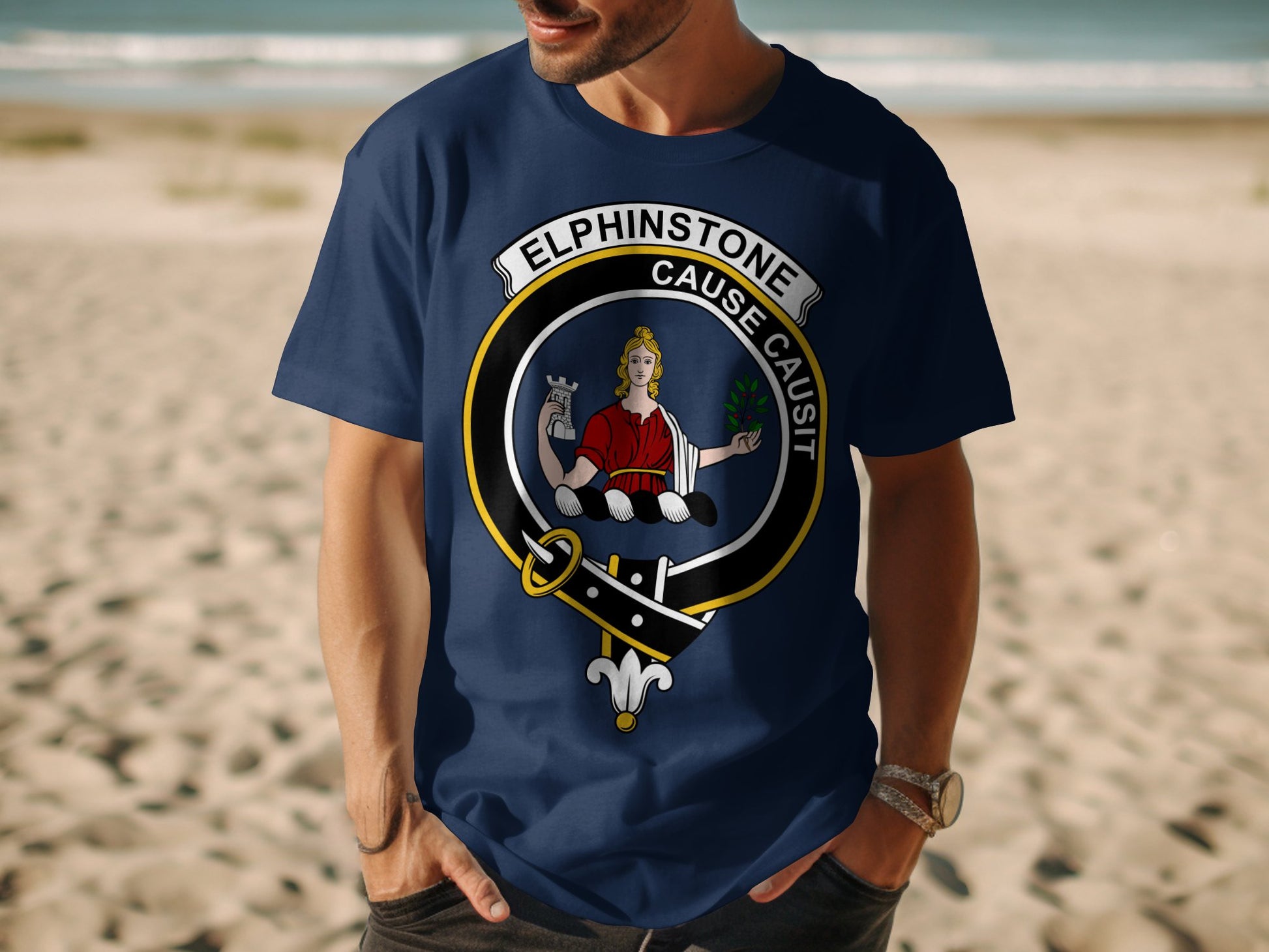 Elphinstone Scottish Clan Crest Highland Games T-Shirt - Living Stone Gifts