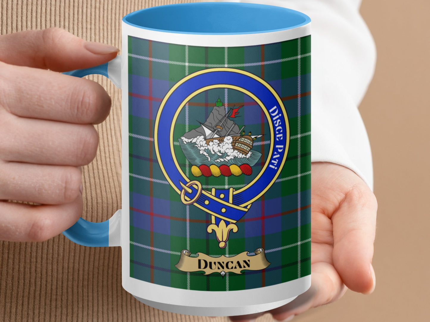 Duncan Scottish Clan Tartan Crest Patterned Mug - Living Stone Gifts