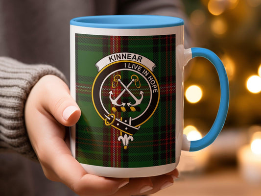 Scottish Clan Kinnear Tartan Crest Plaid Gift Mug - Living Stone Gifts