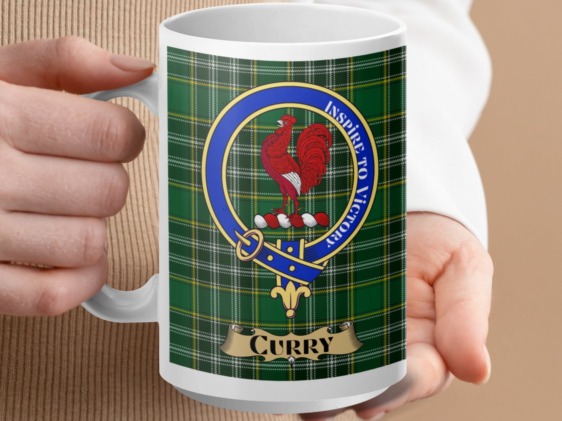 Curry Clan Scottish Tartan Crest Design Mug - Living Stone Gifts
