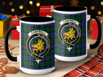 Clan Campbell Scottish Tartan Crest Emblem Mug - Living Stone Gifts