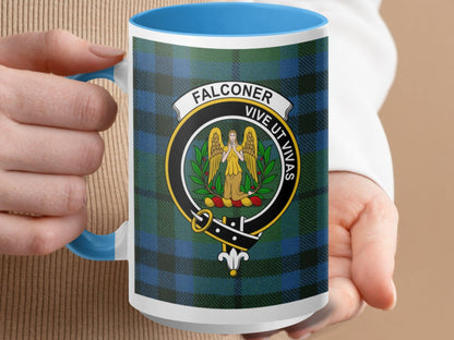 Scottish Tartan Crest Clan Falconer Plaid Pattern Mug - Living Stone Gifts