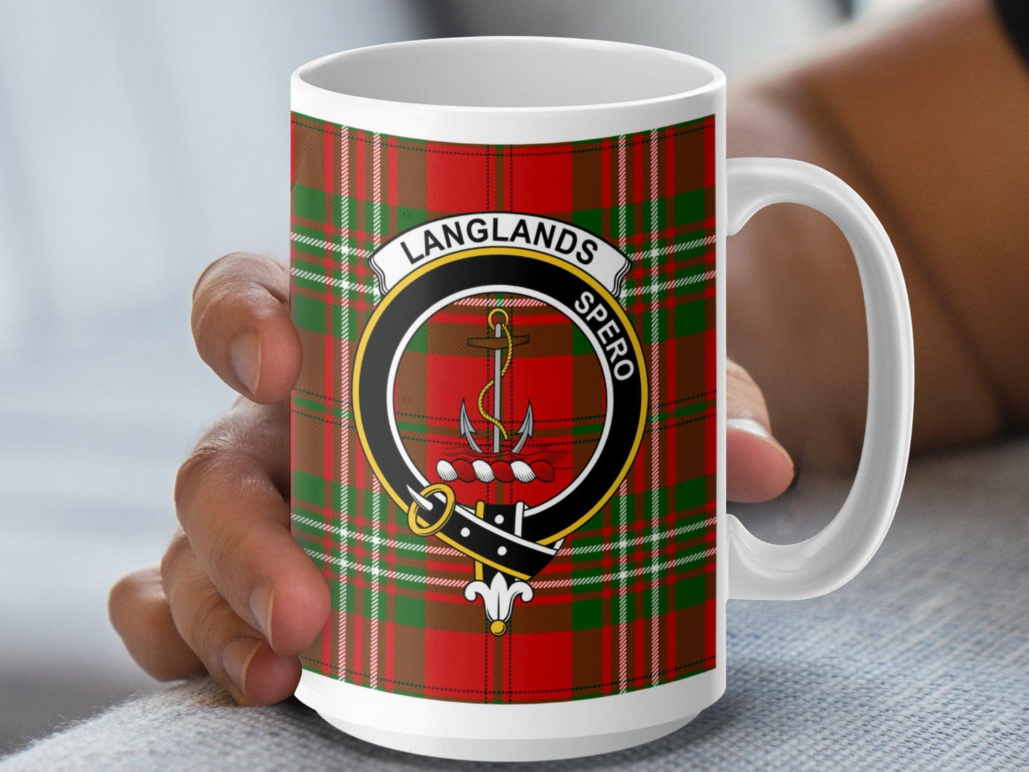 Langlands Clan Crest Tartan Plaid Mug Perfect Scottish Gift Mug - Living Stone Gifts