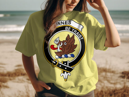 Innes Clan Crest Banner Scottish Heritage T-Shirt - Living Stone Gifts
