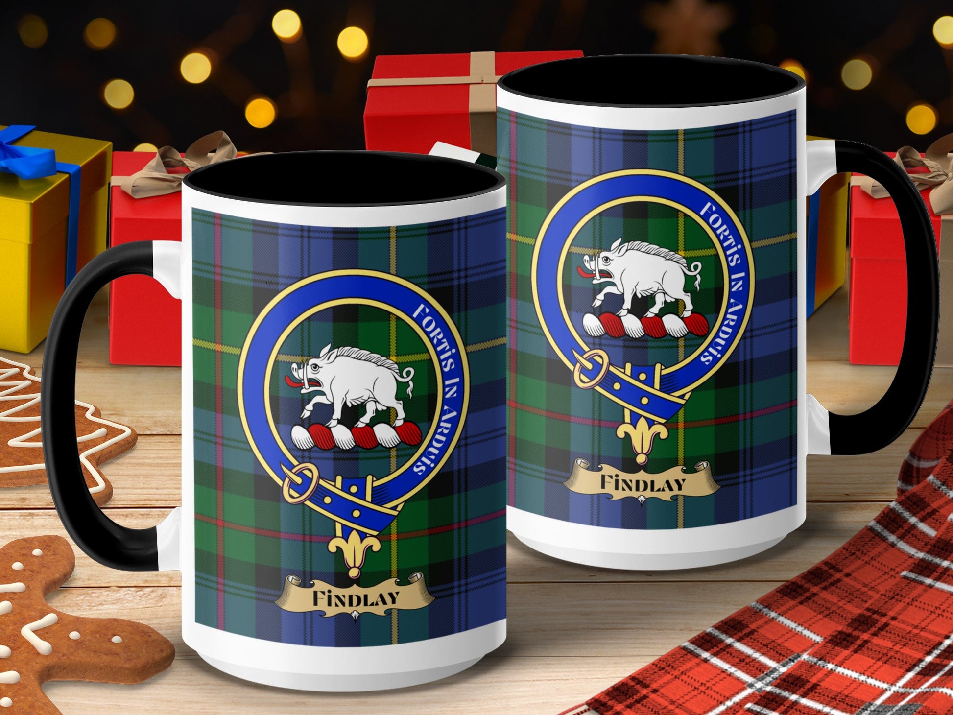 Findlay Scottish Clan Tartan Crest Design Mug - Living Stone Gifts