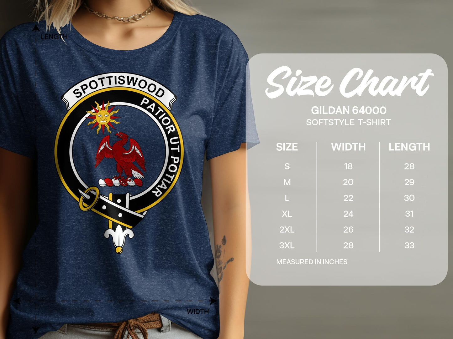 Unique Spottiswood Clan Crest Design on T-Shirt - Living Stone Gifts