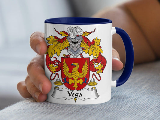 Heraldic Eagle Shield Mug, Spanish Surname Vesa Family Crest, Unique Gift Idea