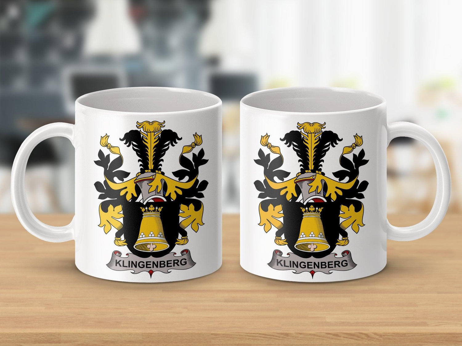 Klingenberg Family Crest Mug, Danish Heritage Coffee Cup, Collectible Drinkware