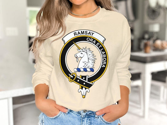 Ramsay Clan Unicorn Crest T-Shirt, Hoodie, Sweatshirt | Scottish Heritage Apparel