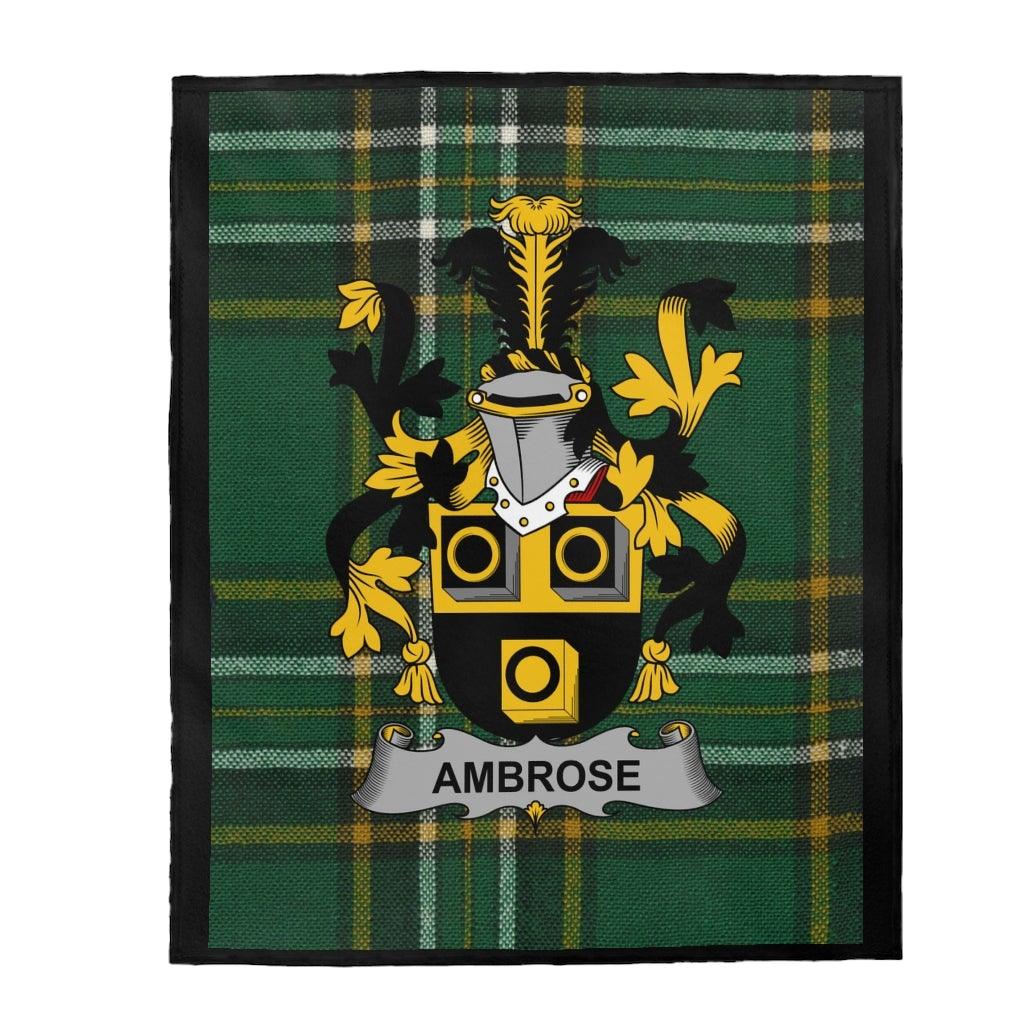 Ambrose Coat Of Arms Irish Tartan Blanket