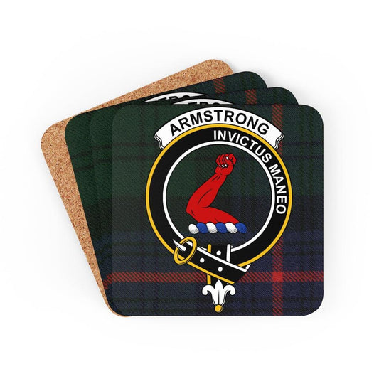 Clan Armstrong Crest Tartan Coaster Set