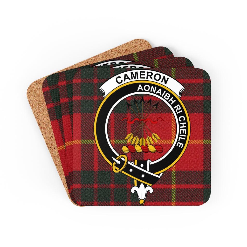 Clan Cameron Scottish Tartan Coaster Set