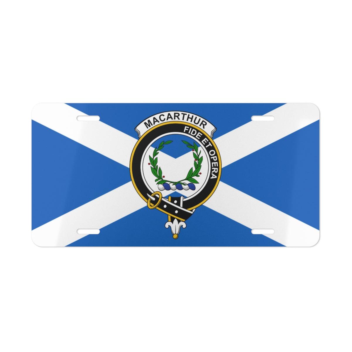 Clan MacArthur Crest Scottish Novelty License Plate, Scottish Flag License Plate