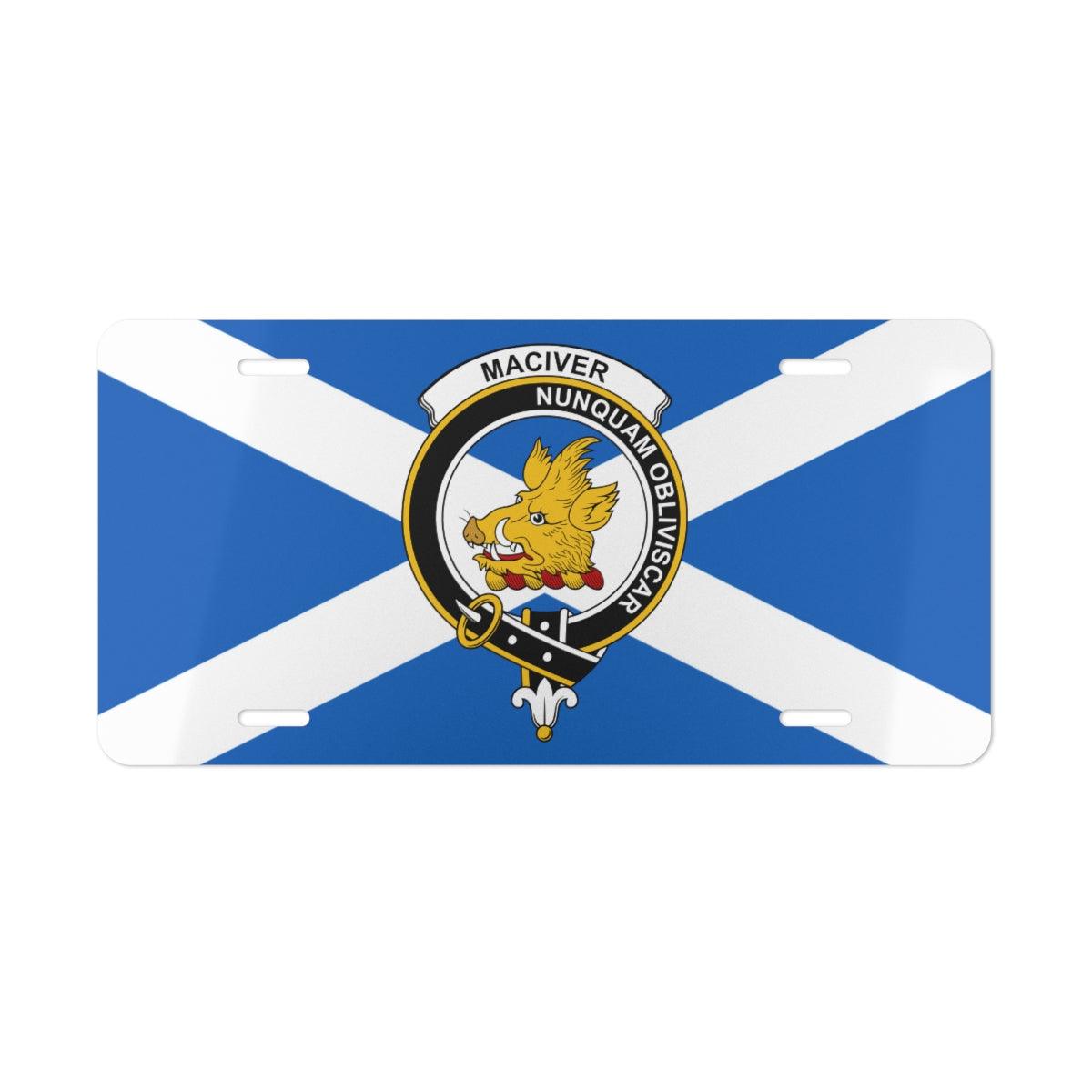 Clan MacIver Crest Scottish Novelty License Plate, Scottish Flag Plate
