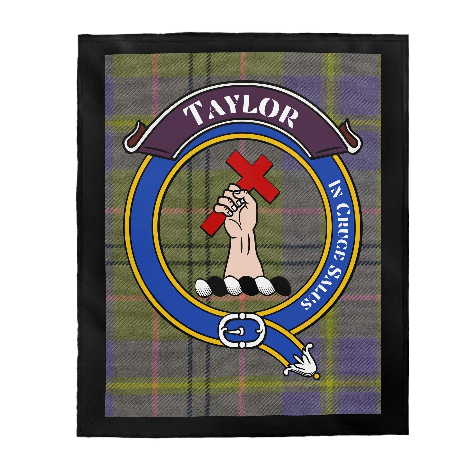 Clan Taylor Scottish Tartan Crest Blanket