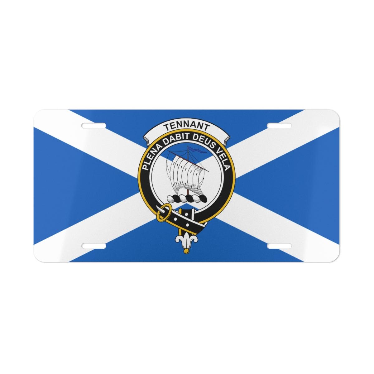 Clan Tennant Crest Scottish Novelty License Plate, Scottish Flag License Plate
