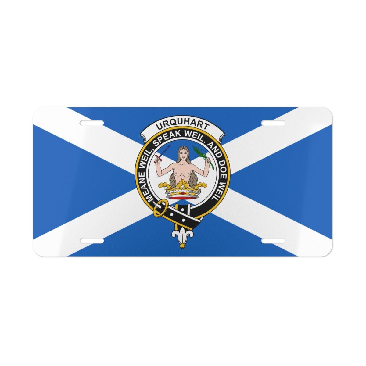 Clan Urquhart Crest Scottish Novelty License Plate, Scotland Flag Plate