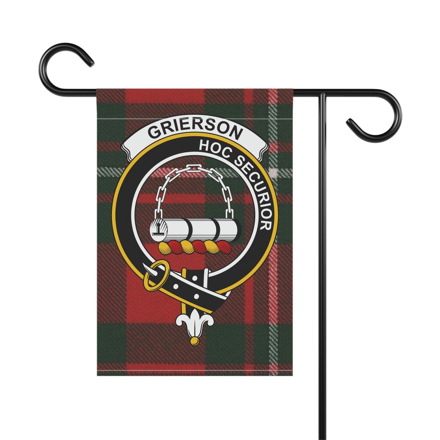 Grierson Clan Scottish Tartan Garden Banner, Grierson Family Crest Scotland Flag