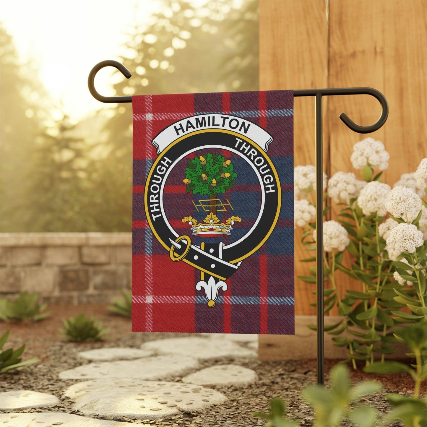 hamilton Clan Scottish Tartan Garden Banner, Hamilton Family Crest Scotland Flag