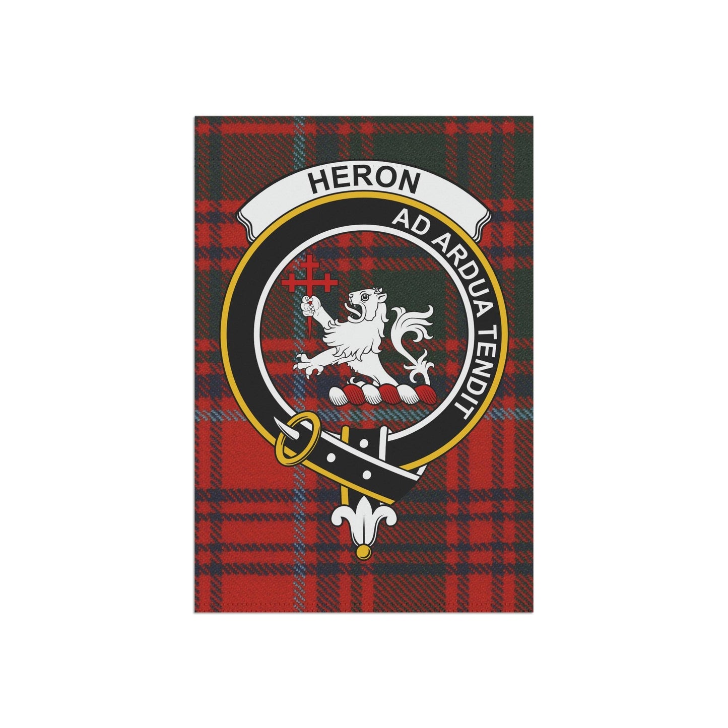 Heron Clan Scottish Tartan Garden Banner, Heron Family Crest Scotland Flag