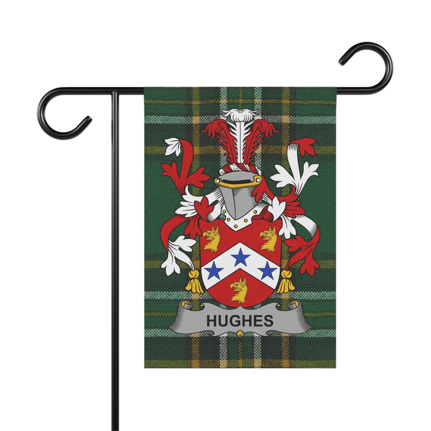 Hughes Coat Of Arms Irish Garden Flag