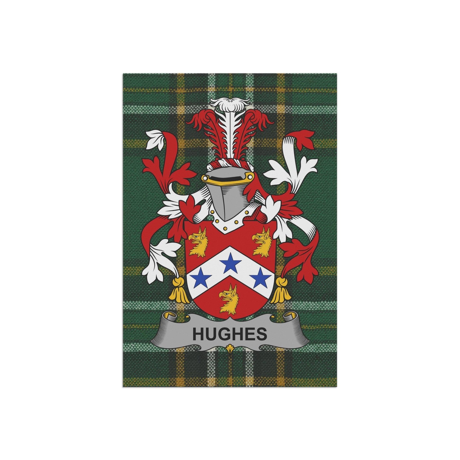 Hughes Coat Of Arms Irish Garden Flag
