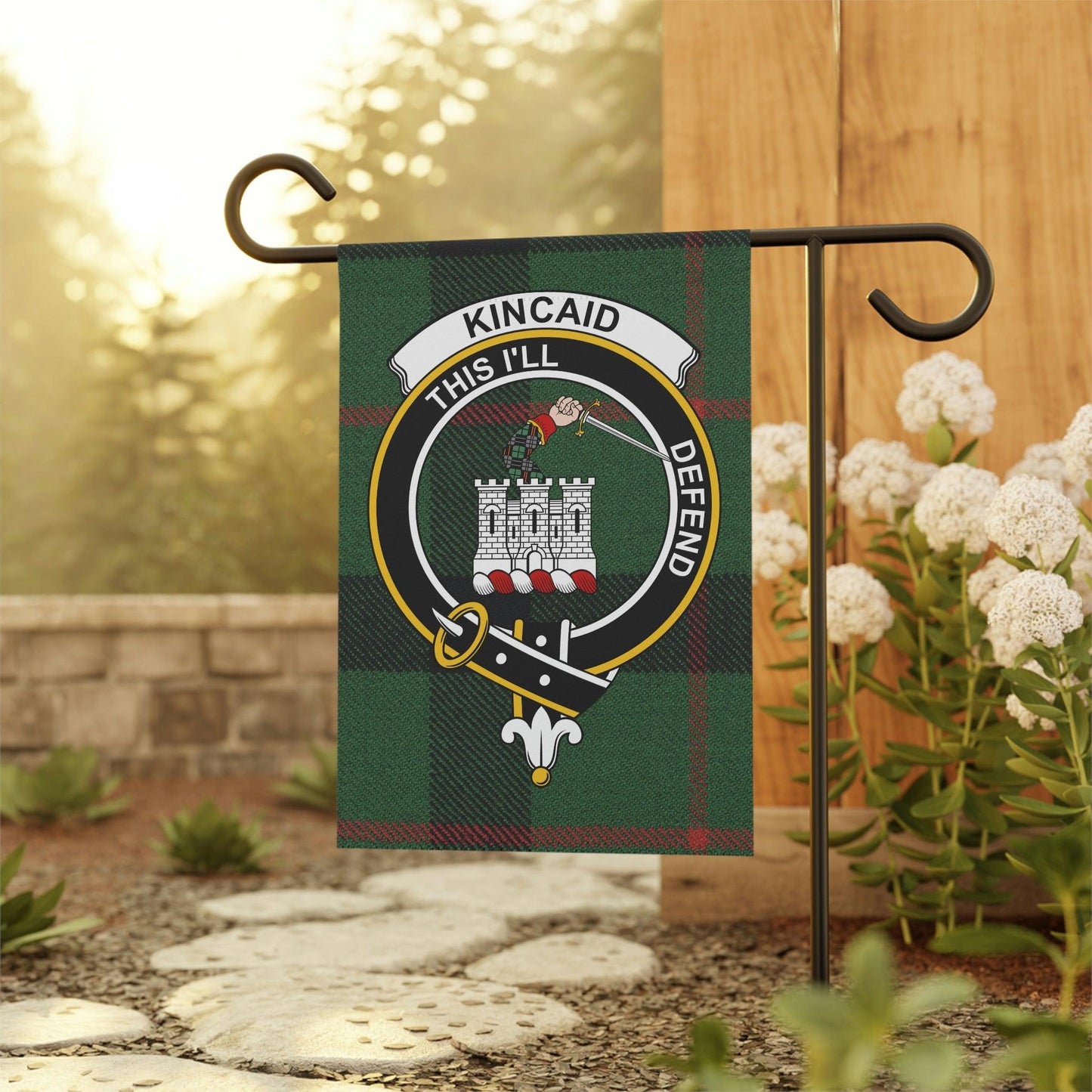 Kincaid Clan Scottish Tartan Garden Banner, Kincaid Family Crest Scotland Flag