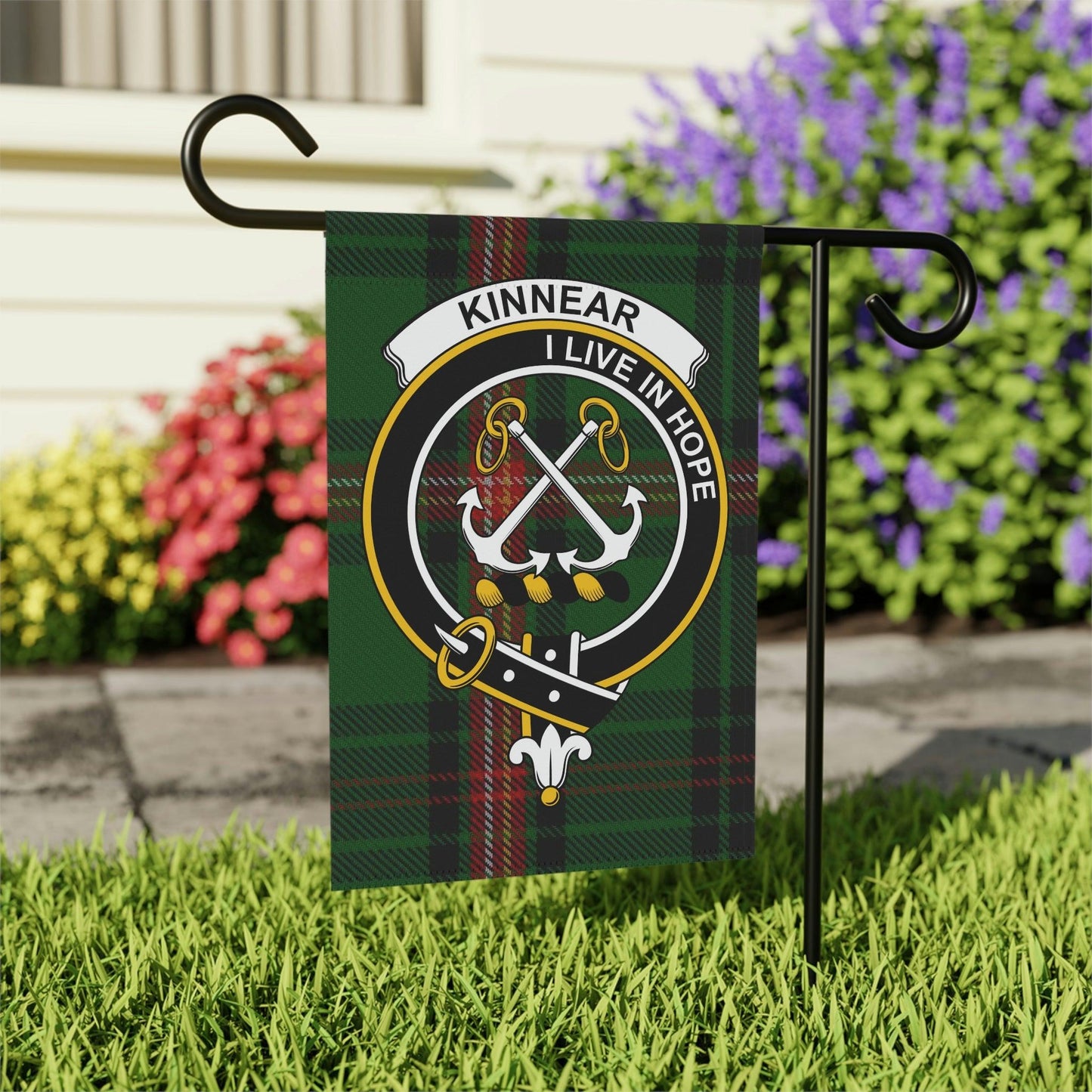 Kinnear Clan Scottish Tartan Garden Banner, Kinnear Family Crest Scotland Flag