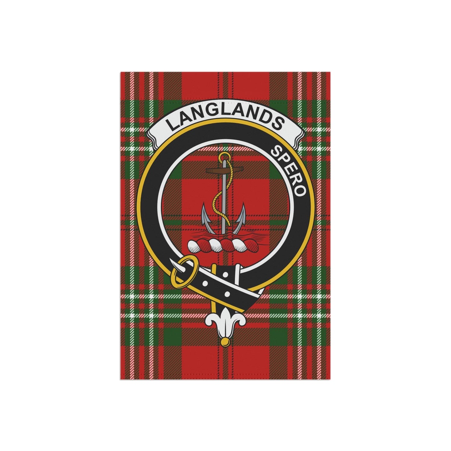 Langlands Clan Scottish Tartan Garden Banner, Langlands Family Crest Scotland Flag
