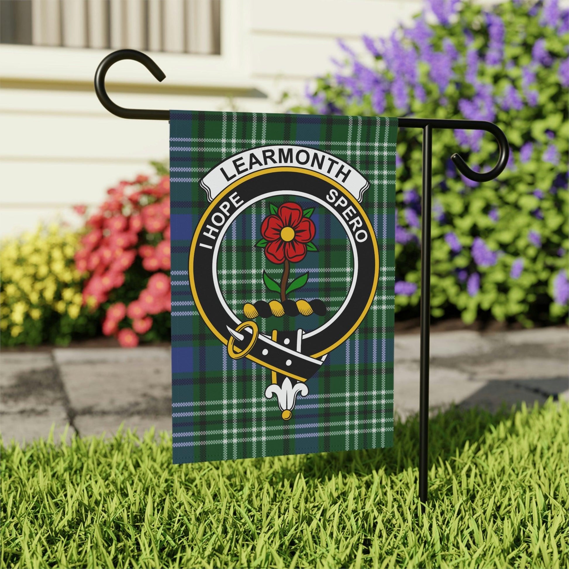 Learmonth Clan Scottish Tartan Garden Banner, Learmonth Family Crest Scotland Flag