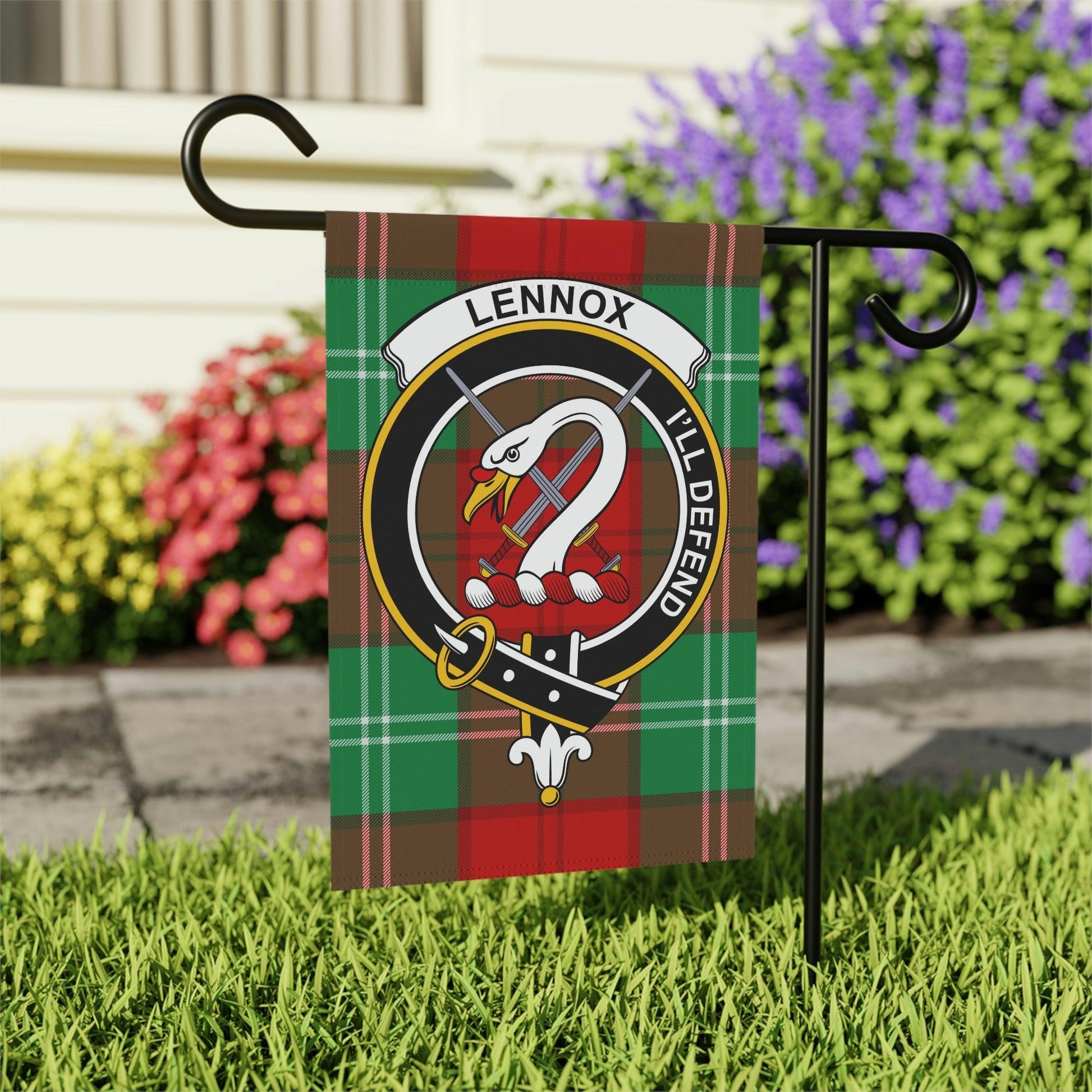 Lennox Clan Scottish Tartan Garden Banner, Lennox Family Crest Scotland Flag