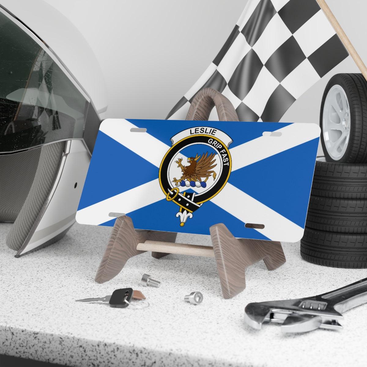 Leslie Clan Scottish Flag Novelty License Plate, Scottish Flag Plate