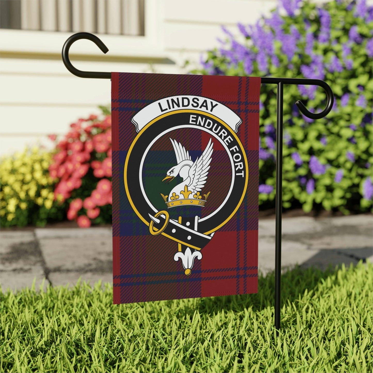 Lindsay Clan Scottish Tartan Garden Banner, Lindsay Family Crest Scotland Flag