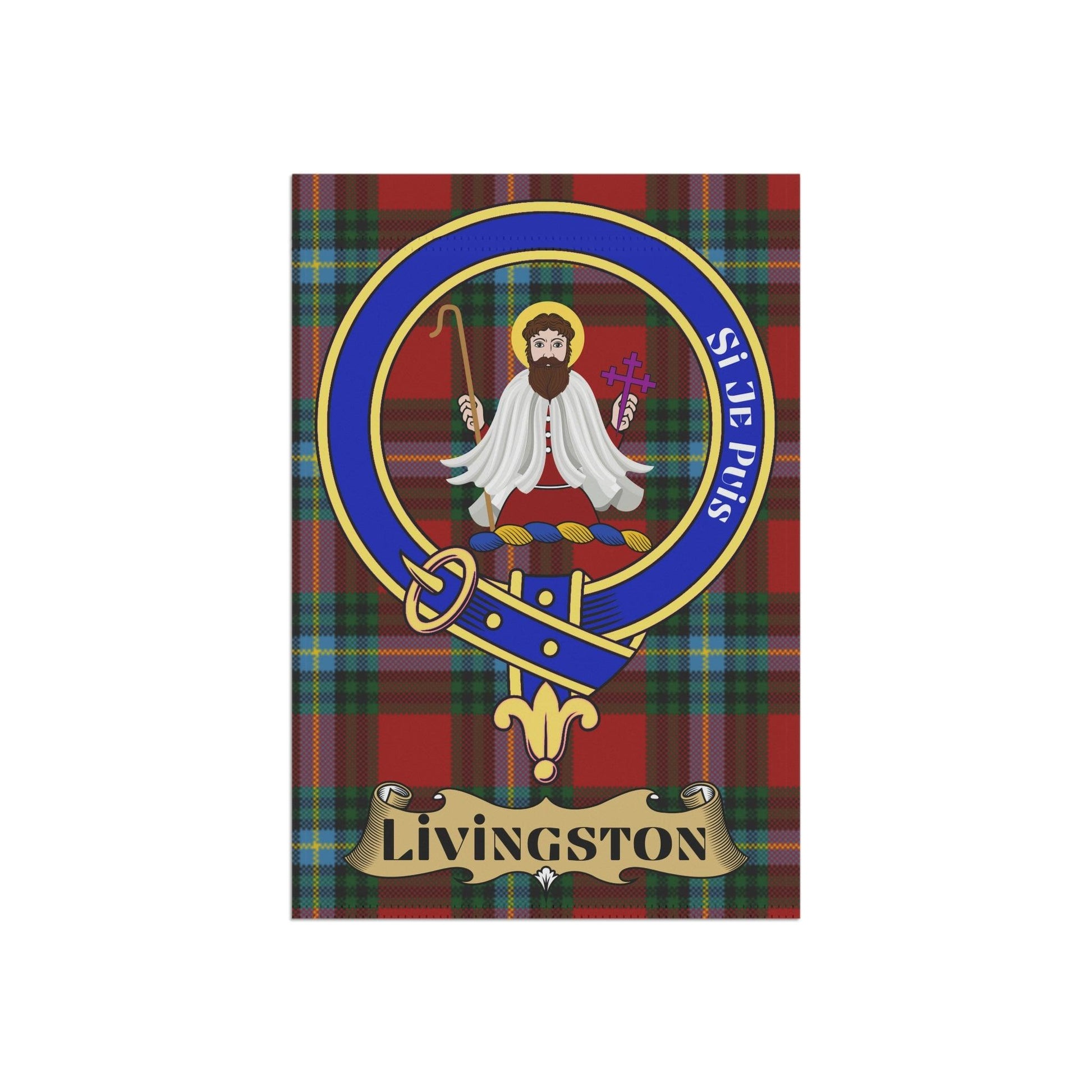 Livingston Clan Scottish Tartan Garden Banner, Livingston Family Crest Scotland Flag