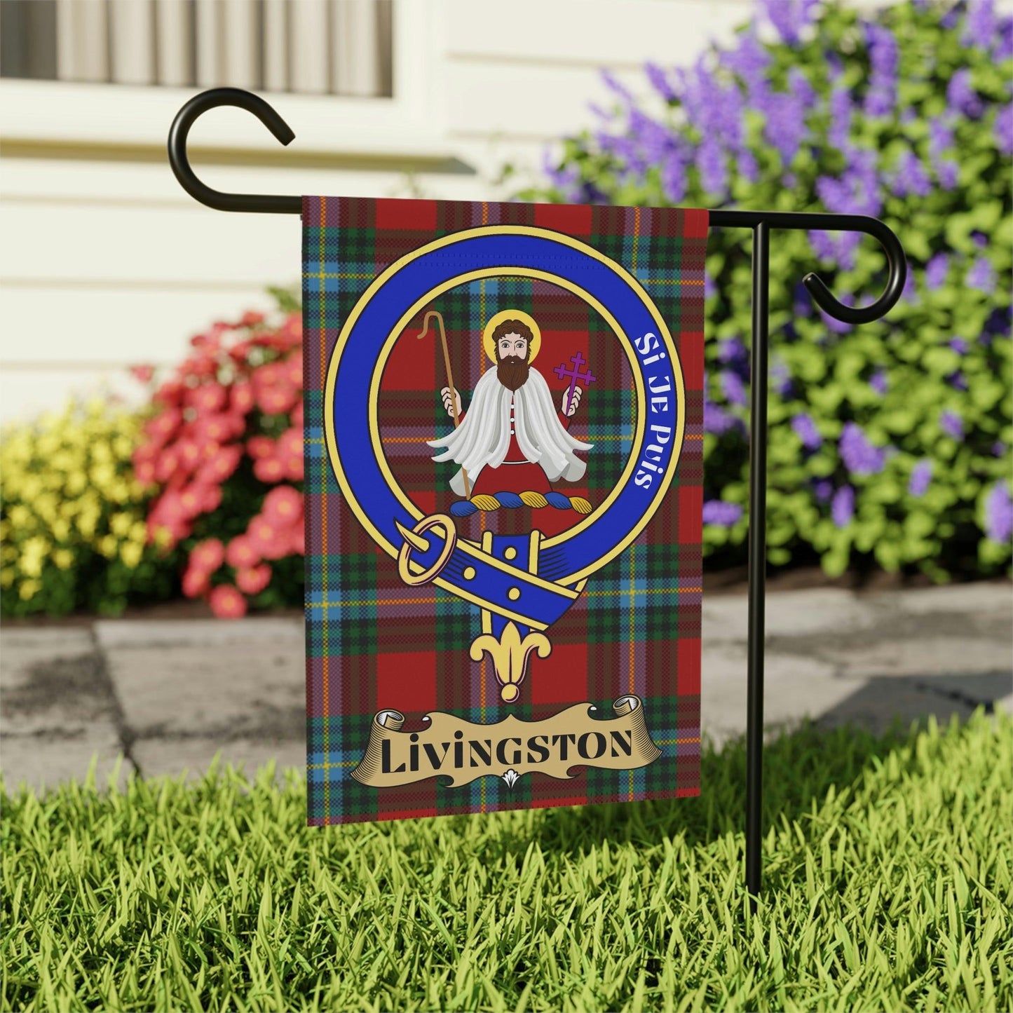 Livingston Clan Scottish Tartan Garden Banner, Livingston Family Crest Scotland Flag