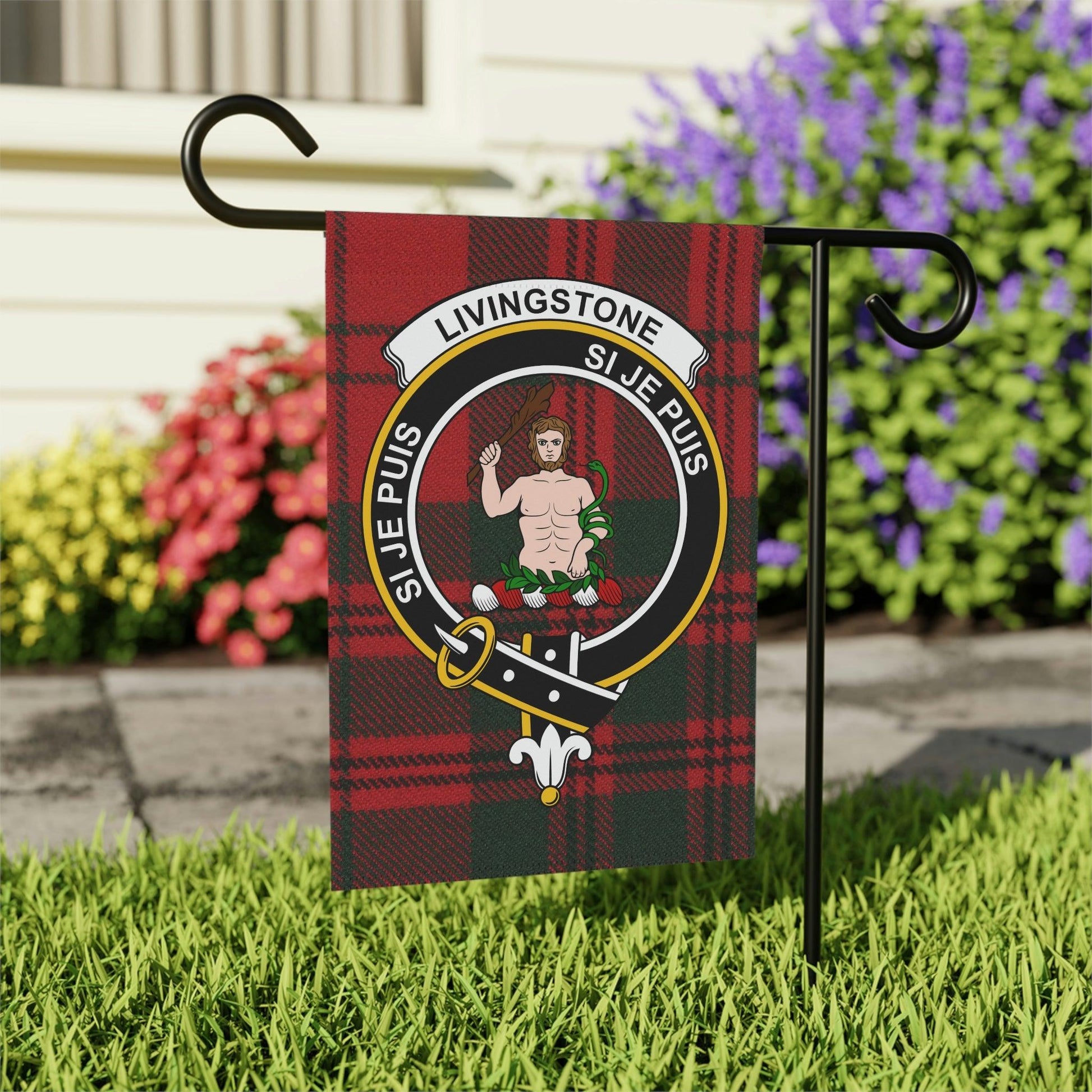 Livingstone Clan Scottish Tartan Garden Banner, Livingstone Family Crest Scotland Flag