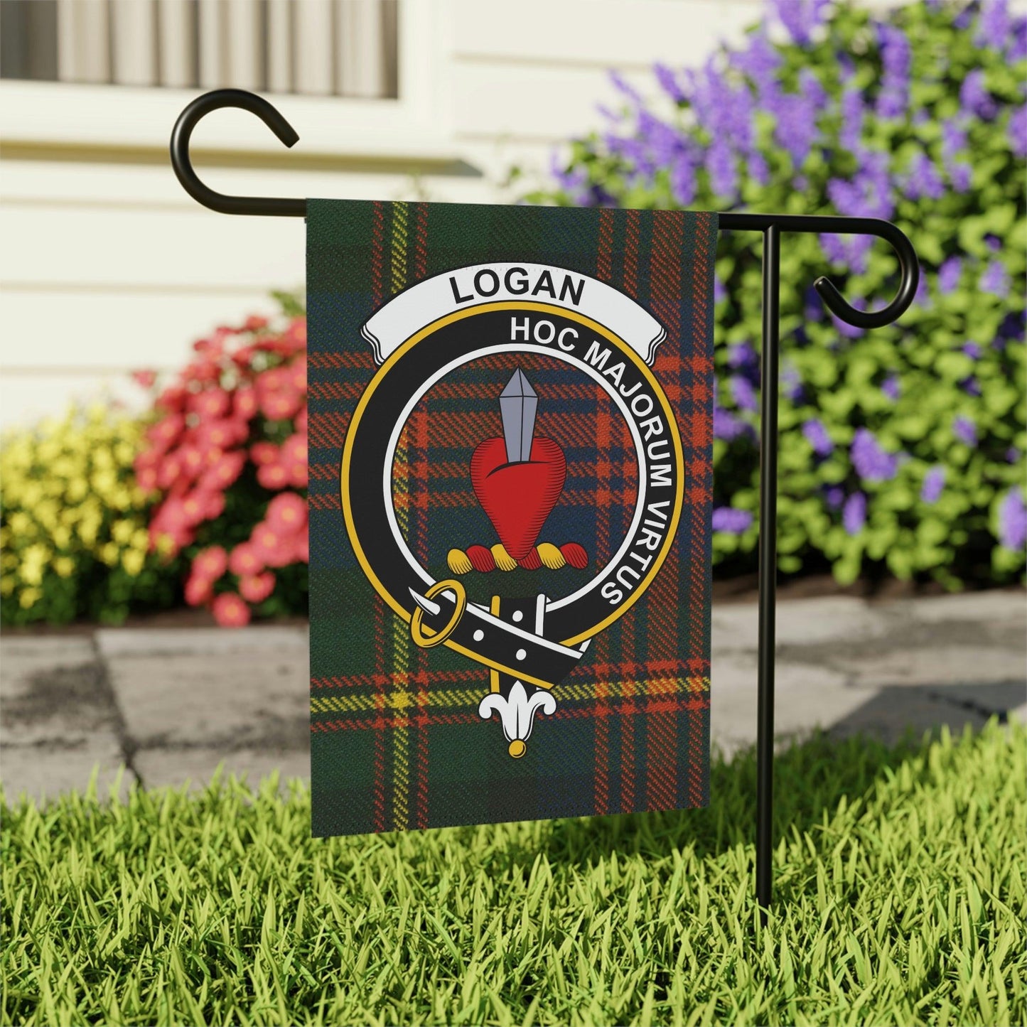 Logan Clan Scottish Tartan Garden Banner, Logan Family Crest Scotland Flag