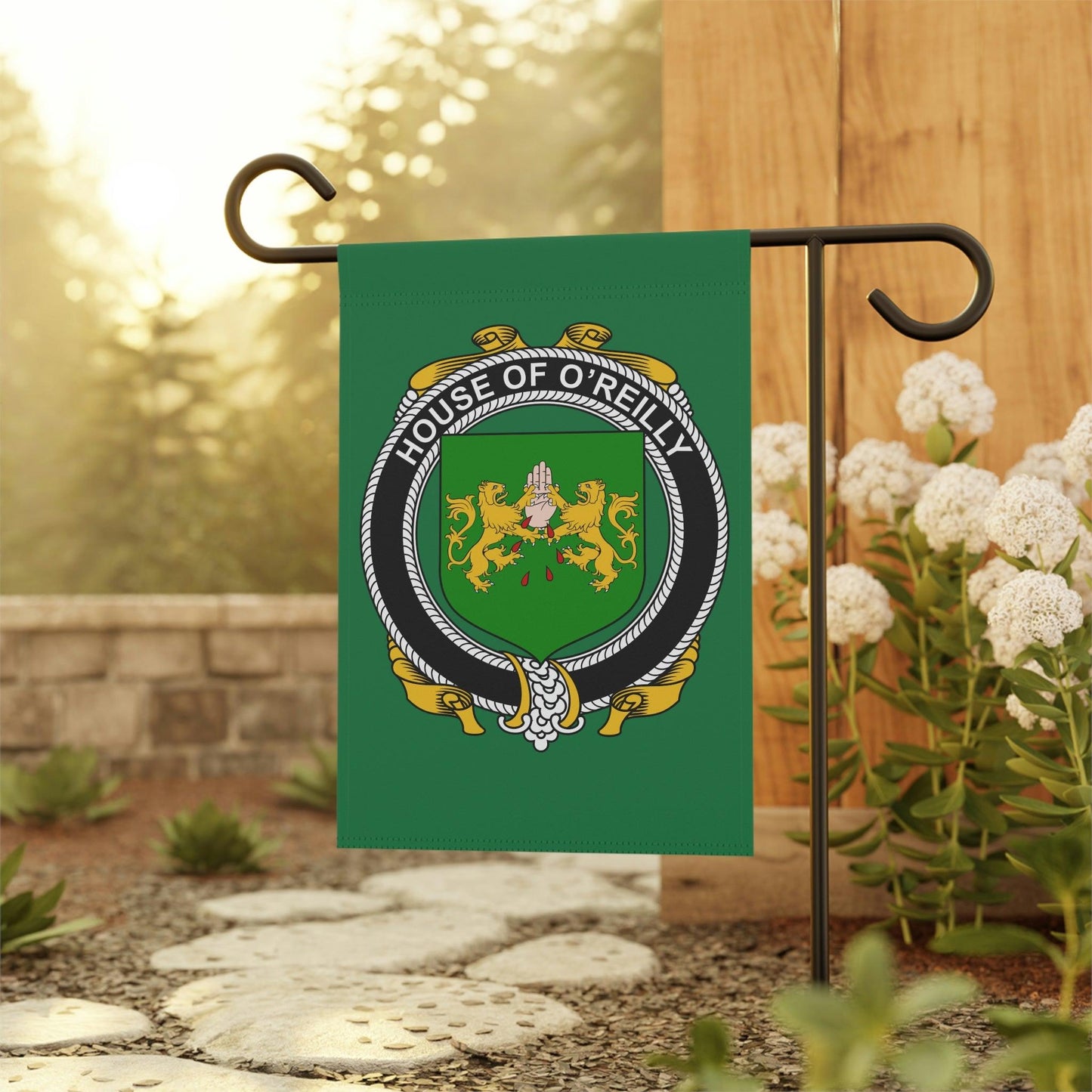 O'Reilly Family Coat Of Arms Irish Flag, Irish Family Name Garden Banner